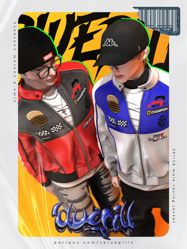 Alpha 251128 male racing jacket by simsfinds - The Sims 4 Custom Content