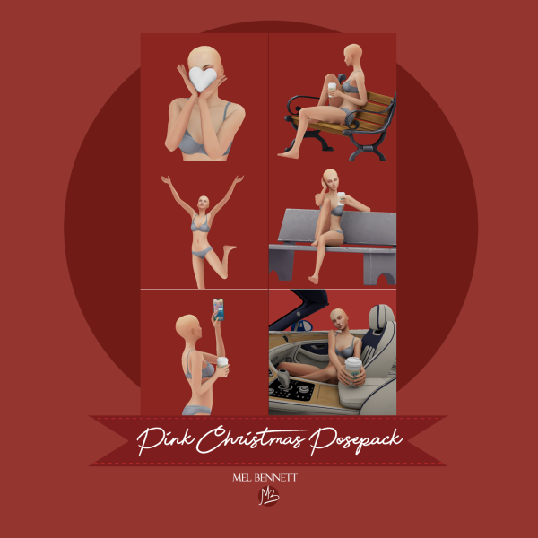 Mix Pink Christmas Posepack by melbennett - The Sims 4 Custom Content