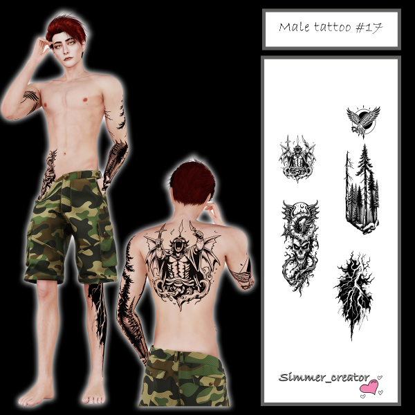 Mix Male tattoo 17 by simmer_creator - The Sims 4 Custom Content