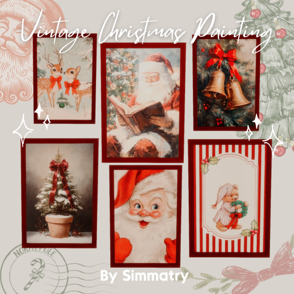 Mix vintage christmas painting simmatry by simsfinds - The Sims 4 Custom Content