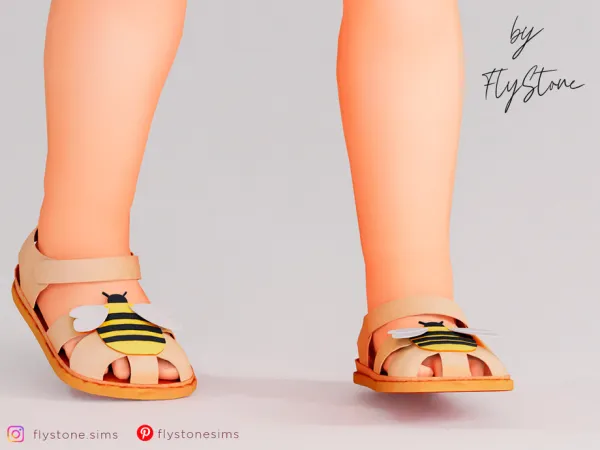 Maxis Match Toddler Sandals With A Bee On The Toe by FlyStone - The Sims 4 Custom Content