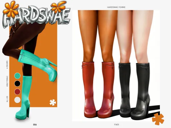 Alpha [Hu2200RDSWAE] FW2011 LV Fetish Rubber Boots - The Sims 4 custom content