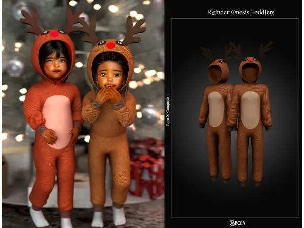 Alpha Becca Xmas Collection Reinder onesie - The Sims 4 Custom Content