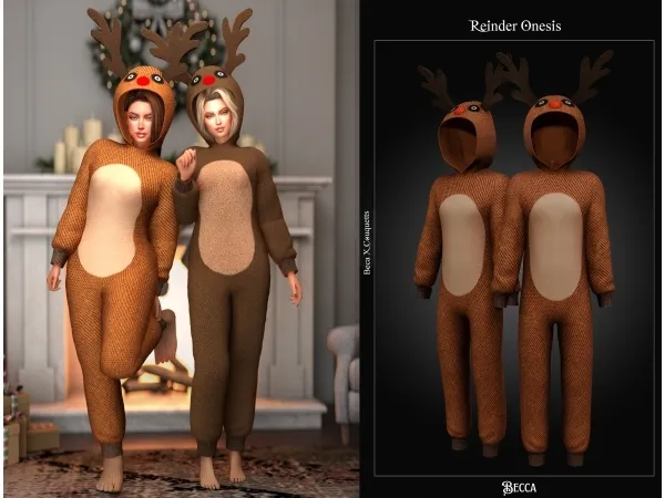 Alpha Becca Xmas Collection Reinder onesie - The Sims 4 Custom Content