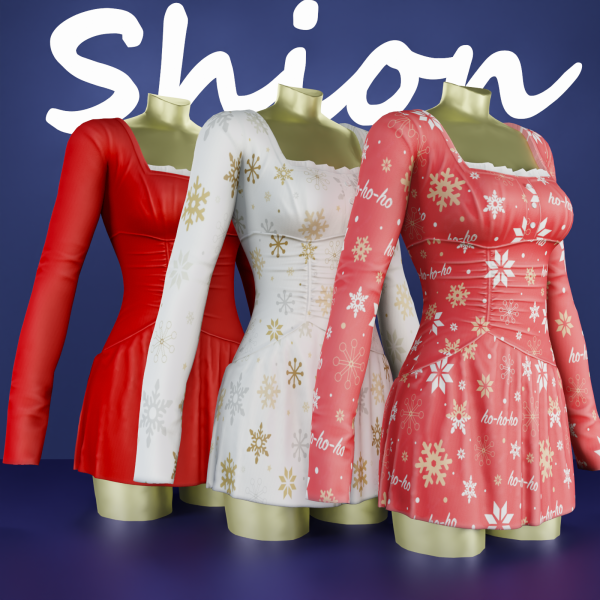 Alpha Shion_Scarlett Christmas Dress by shion_sims - The Sims 4 Custom Content