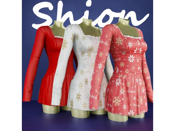 Alpha Shion_Scarlett Christmas Dress - The Sims 4 Custom Content
