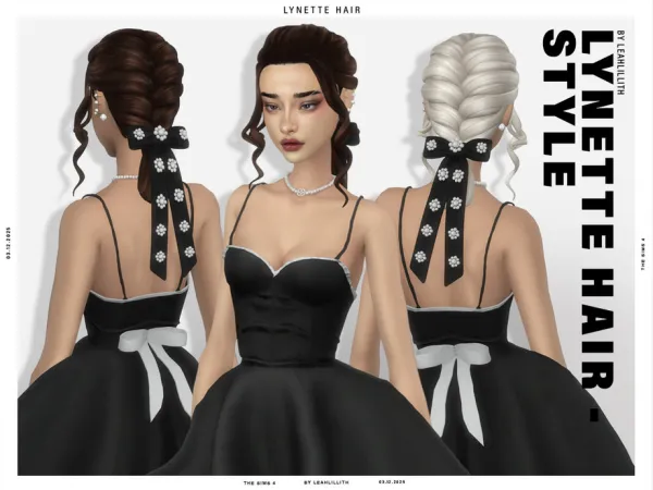 Maxis Match Winter Holidays Lynette Braided Bun Hairstyle by Leah_Lillith - The Sims 4 Custom Content