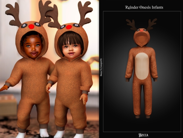 Alpha Becca Xmas Collection Reinder onesie by beccaxcouquetts - The Sims 4 Custom Content