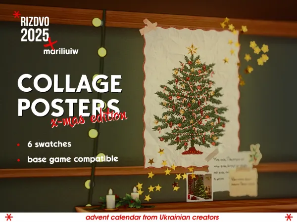 Mix ADVENT'25 day 13 x mas collage posters by mariliuiw by mariliuiw_ts4 - The Sims 4 Custom Content