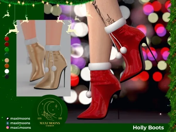 Alpha Holly Boots - The Sims 4 Custom Content