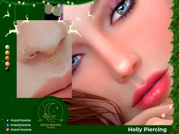 Alpha Holly Piercing by maximoons - The Sims 4 Custom Content