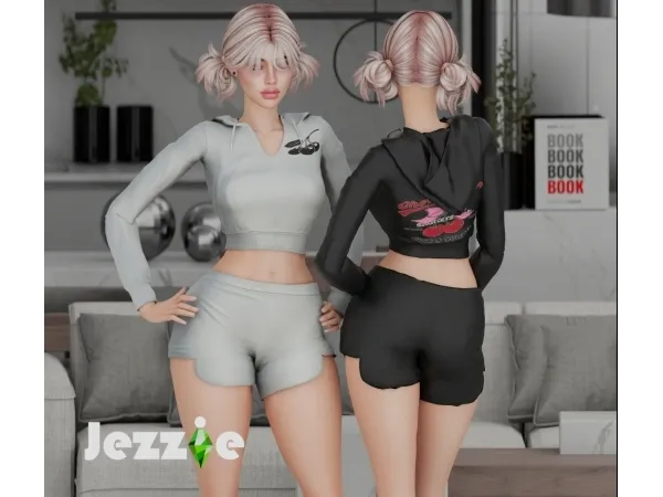 Alpha JezzieTS4 Sweet Cherry Bomb Fleece Hoody - The Sims 4 Custom Content