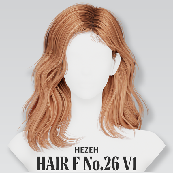 Alpha [Hezeh]FHair_No26 V1 by hezeh - The Sims 4 Custom Content