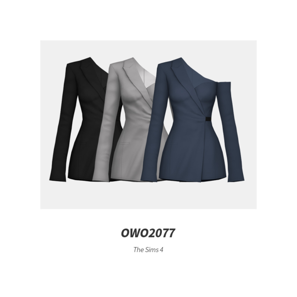 Maxis Match OWO2077 One Shoulder Blazer Mini Dress by simsfinds - The Sims 4 Custom Content