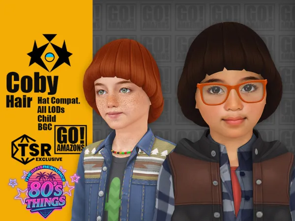 Maxis Match Coby Hair (80's Things) by goamazons - The Sims 4 Custom Content