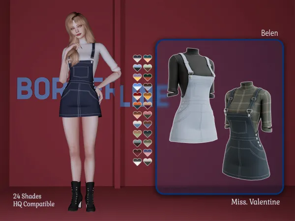 Maxis Match Belen short overol dress by thesimsresource - The Sims 4 Custom Content