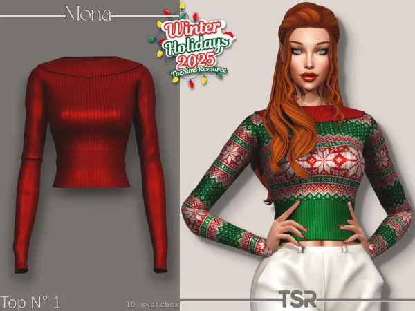 Alpha WinterHolidays_Ribbed glow sweater by thesimsresource - The Sims 4 Custom Content