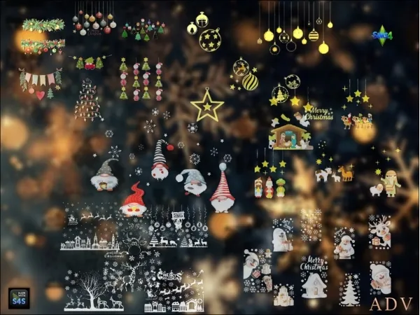Maxis Match Christmas window decals - The Sims 4 Custom Content