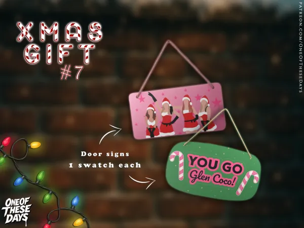 Mix OOTD BuildBuy XMAS GIFT 7 Fetch Christmas door signs - The Sims 4 Custom Content