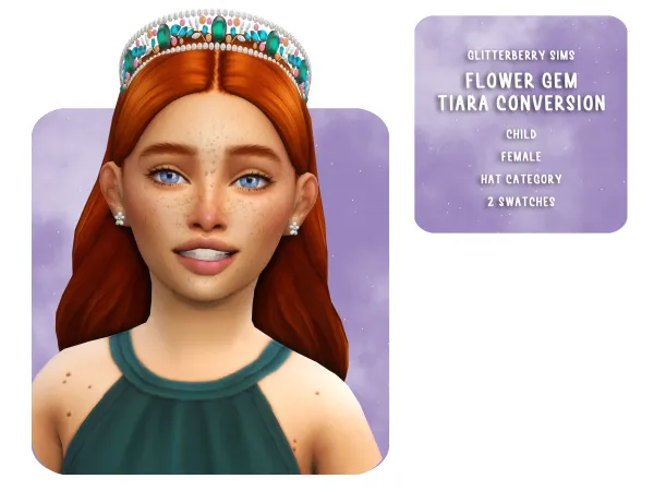 Mix Emerald Princess Tiara Child Conversion - The Sims 4 Custom Content