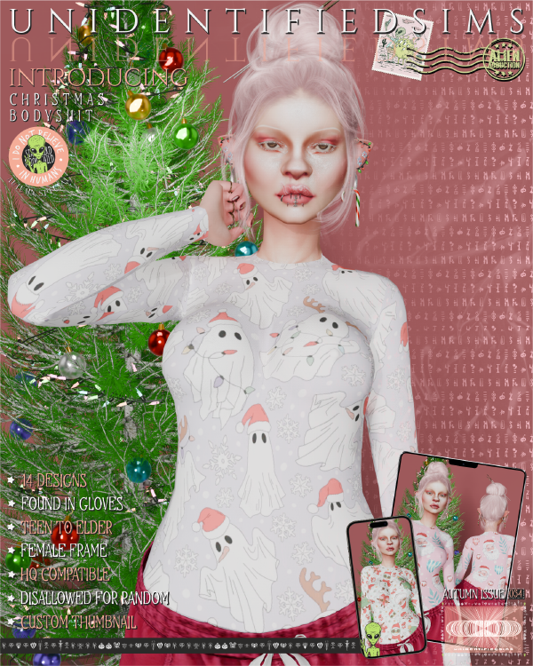Mix Christmas Bodysuit by unidentifiedsims - The Sims 4 Custom Content