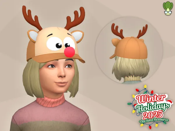 Maxis Match Children Glowing Nose Reindeer Cap Winter Holidays 2025 - The Sims 4 Custom Content