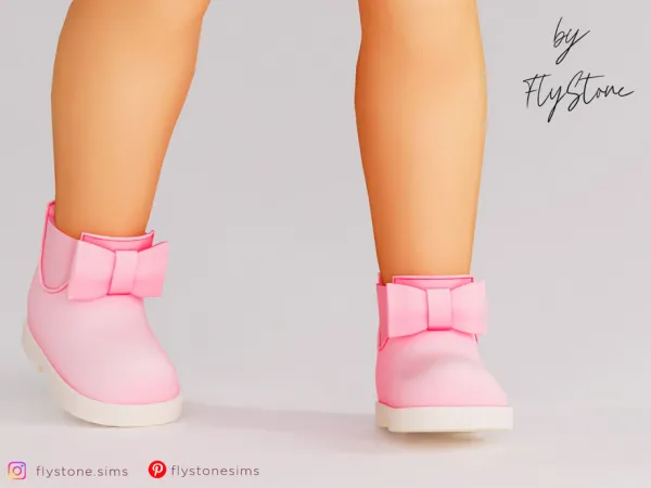 Maxis Match Toddler Shiny Boots With Bow And Elastic Inserts by FlyStone - The Sims 4 Custom Content