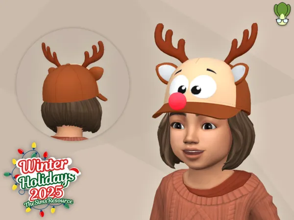Maxis Match Toddler Glowing Nose Reindeer Cap Winter Holidays 2025 - The Sims 4 Custom Content