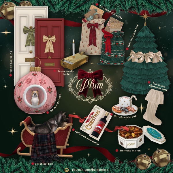 Alpha plum ( december 2025 extras) christmas set by bambisims - The Sims 4 Custom Content
