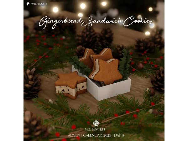 Mix Advent Calendar 2025 Day 14 Gingerbread Sandwich Cookies - The Sims 4 Custom Content