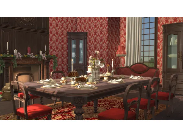 Mix Christmas Past Damask Wallpaper - The Sims 4 Custom Content
