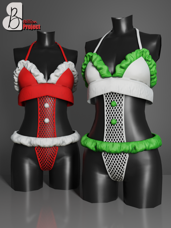 Alpha BillionProject Bria Lingerie Christmas by billion_project666 - The Sims 4 Custom Content