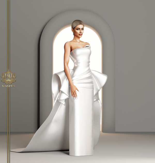 Alpha BERGMAN THE WAVE GOWN by simsfinds - The Sims 4 Custom Content