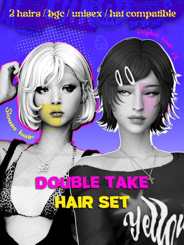Maxis Match Double Take Hair Set by simsfinds - The Sims 4 Custom Content