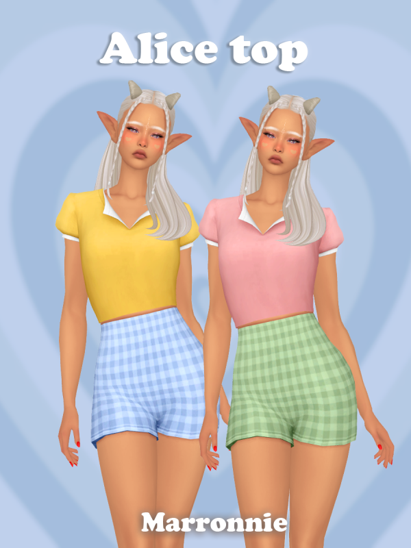 Maxis Match Alice Top by marronnie - The Sims 4 Custom Content