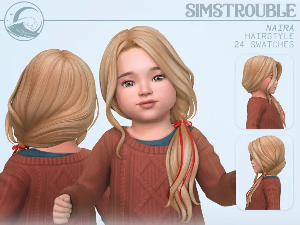 Maxis Match Naira Hairstyle Toddler 2 Versions by simstrouble - The Sims 4 Custom Content