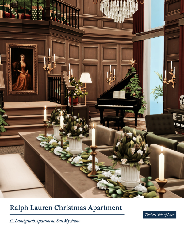 Maxis Match Ralph Lauren Christmas Apartment by simsfinds - The Sims 4 Custom Content