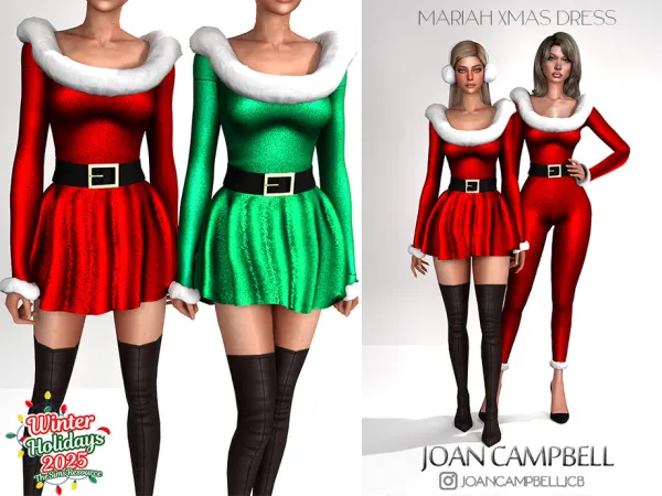Alpha MARIAH XMAS DRESS by Joan_Campbell_Beauty_ - The Sims 4 Custom Content