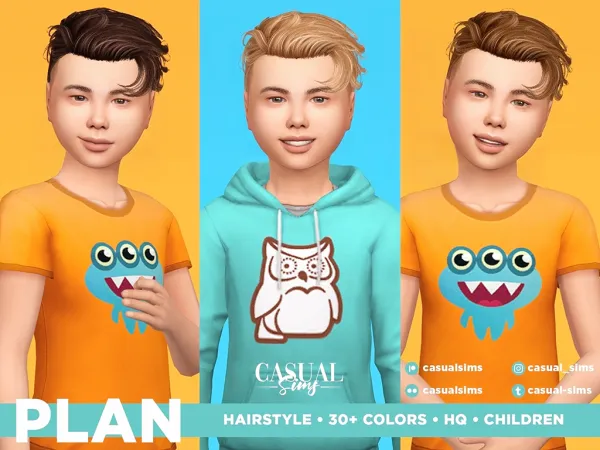 Alpha Plan Hairstyle Children by casualsims - The Sims 4 Custom Content