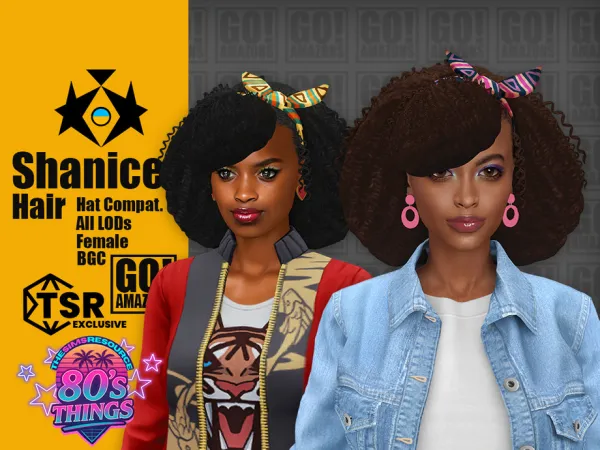 Maxis Match Shanice Hair (80's Things) by goamazons - The Sims 4 Custom Content