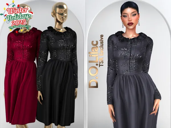 Alpha Holiday Night Elegance Set DO117 by d-o-lilac - The Sims 4 Custom Content