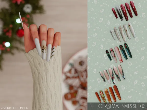 Alpha Christmas nails set 02 by overkillsimmer - The Sims 4 Custom Content