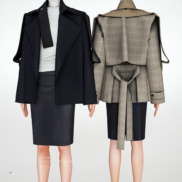 Alpha Oversized Short Trench Coat by simsfinds - The Sims 4 Custom Content