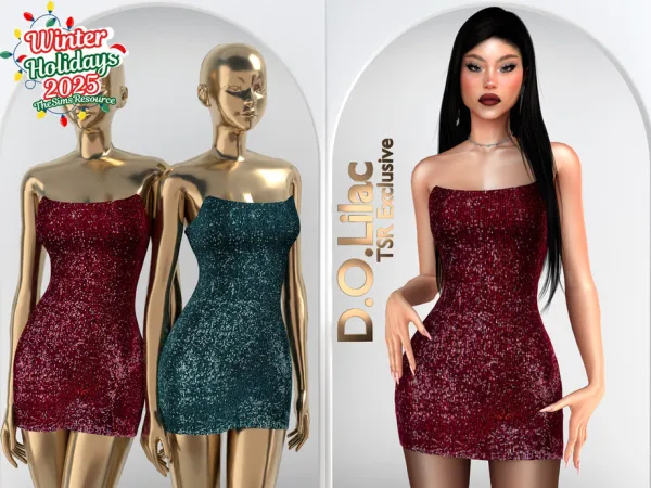 Alpha Embroidered Beaded Mini Dress DO2080 - The Sims 4 Custom Content
