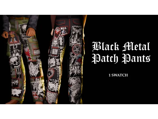 Maxis Match black metal patch pants by mellosakicc - The Sims 4 Custom Content