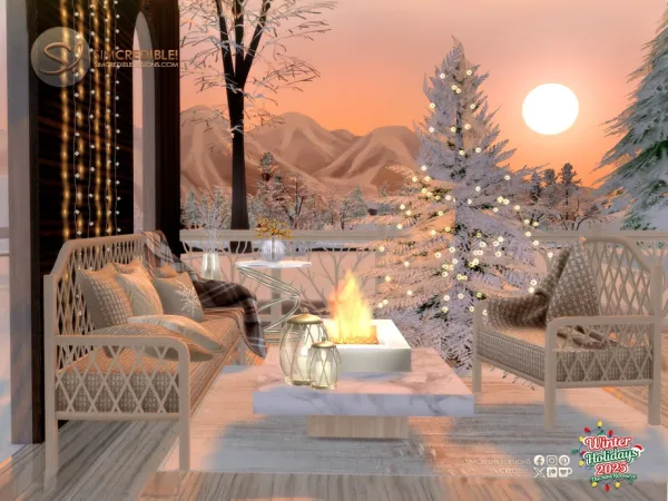 Alpha Glacial Gazebo Living Area by simcredible - The Sims 4 Custom Content