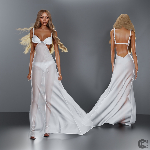 Alpha Sheer Bra Draped Cutout Gown cool_content_star by cool_content_star - The Sims 4 Custom Content