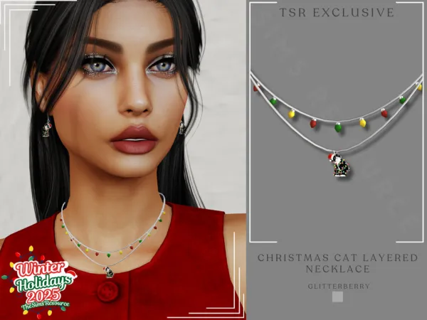 Christmas Cat Layered Necklace by Glitterberryfly