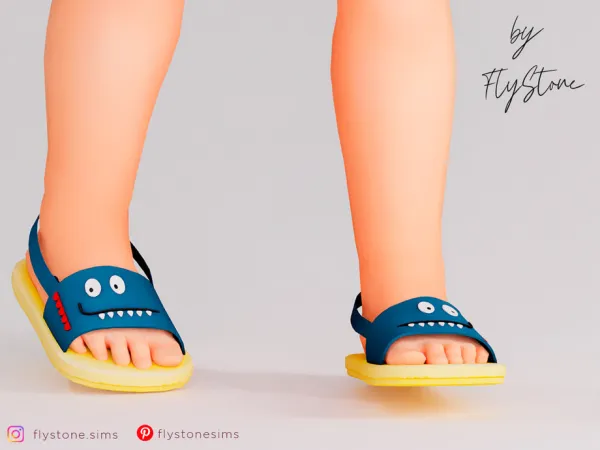 Maxis Match Toddler Sandals With A Funny Face by FlyStone - The Sims 4 Custom Content