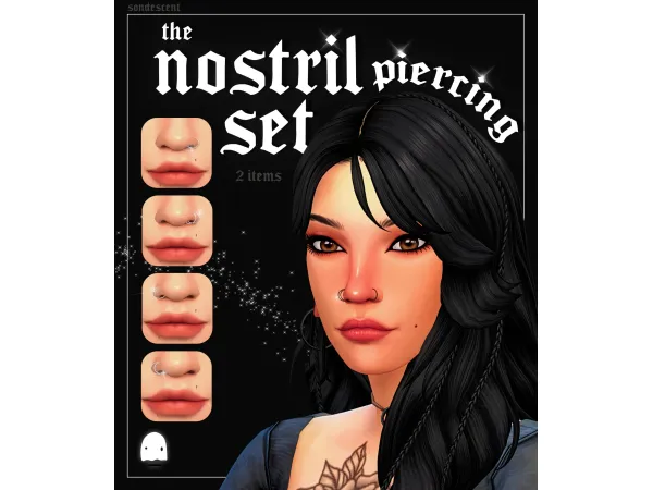 Maxis Match the nostril piercing set by sondescent - The Sims 4 Custom Content